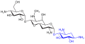 Apramycin (blau: Desoxystreptamin-Struktur)