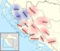 Image 94A map of 10th-century Croatian counties (županije), as they were mentioned in De Administrando Imperio. The counties marked in blue represent the territories governed by the Croatian Ban. (from History of Croatia)