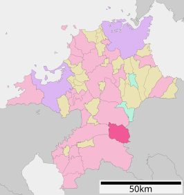 Situering van Ukiha in de prefectuur Fukuoka