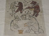 Fresco of bears at play