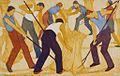 Ethel Spowers, Harvest, 1932, Linolschnitt. Schenkung von Rex Nan Kivell, 1953. Auckland Art Gallery Toi o Tāmaki (1953/2/134)