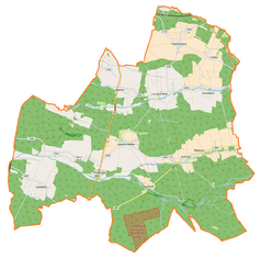 Mapa konturowa gminy Lasowice Wielkie, na dole znajduje się punkt z opisem „Szumirad”