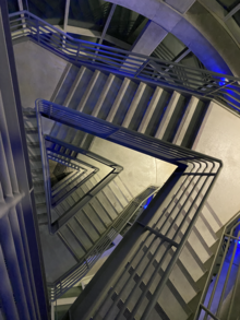 Aerial view of Frank H.T. Rhodes Hall Staircase in 2021, first conceptualized in 1989.