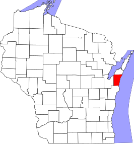 Locatie van Kewaunee County in Wisconsin