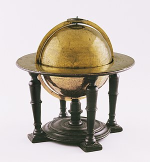 Globe in koper op eikenhouten voet, toegeschreven aan Petrus Plancius, Petrus Plancius, ca 1599, MAS.jpg