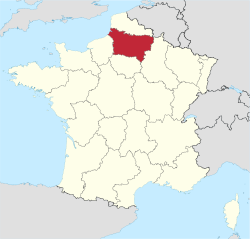 Location of Picardy region in France