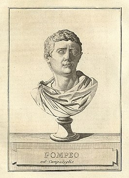 Gravure van buste Pompeius Trogus, 18e eeuw