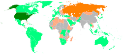 Map indicating locations of United States and Soviet Union