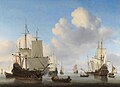 Willem van de Velde II - Dutch men-o'-war and other shipping in a calm .jpg Paintings #2