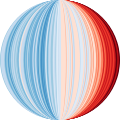 20210522 Warming stripes - longitudes - meridians on a globe - global warming.svg