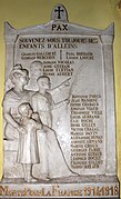 Plaque hommage 14-18 dans l'église par Marguerite Varigard.