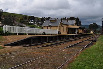 Gundagai Railway Station from the trackside.