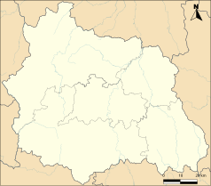 Mapa konturowa Puy-de-Dôme, w centrum znajduje się punkt z opisem „Beaumont”