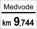 Kilometertafel an sonstigen Straßen (mit Ortsangabe)