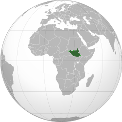 Location of South Sudan