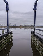 Reitdiep gezien vanaf de botenlift bij Zoutkamp