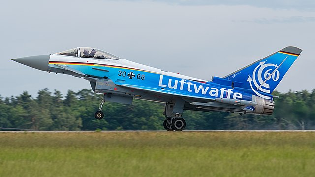 Eurofighter Typhoon EF2000 (reg. 30+68) of the German Air Force (Deutsche Luftwaffe, Taktisches Luftwaffengeschwader 74) at ILA Berlin Air Show 2016.