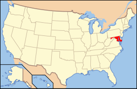 Map of the United States with مریلنډ highlighted