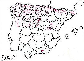 Localització del cirerer a la Península Ibèrica