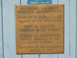 Fairbanks old railway station - plate 1, Alaska, 2011