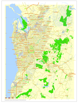 Map of Adelaide, Australia, printable and editable