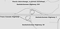 Partial cloverleaf interchange at the Trans-Canada Highway (east–west), Highway 39 (south), and Highway 301 (north)