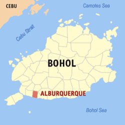 Map of Bohol with Alburquerque highlighted