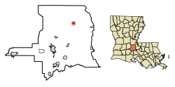 Location of Palmetto in St. Landry Parish, Louisiana.