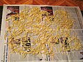 Home-made kesme noodles, laid out to dry.