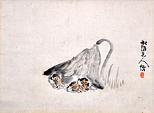 Description de l'image Koroppokuru Beneath a Butterbur by Matsuura Takeshiro (Hakodate City Museum).jpg.