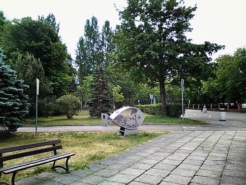 Container for beverage caps, Freedom Square in Ustka (Poland) 2023