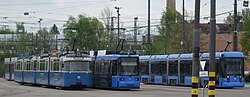 Class P (left), Class R and Class S tram