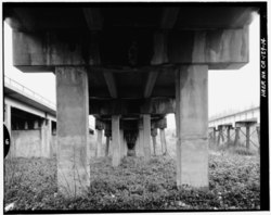 The underside of Highway 101's Van Duzen River Bridge in Alton