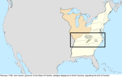 Map of the change to the United States in central North America in February 1789