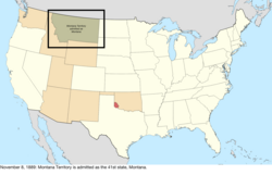 Map of the change to the United States in central North America on November 8, 1889