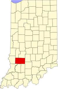 Map of Indijana highlighting Greene County