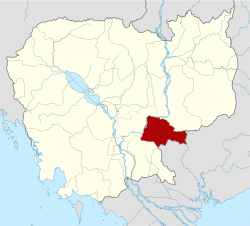 Map of Cambodia highlighting Tboung Khmum