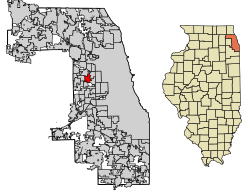 Location of Maywood in Cook County, Illinois.