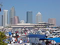 Downtown Tampa and Tampa's Convention Center during Gasparilla Pirate Fest 2003