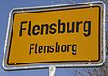 Bilingual town sign of Flensburg