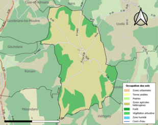 Carte en couleurs présentant l'occupation des sols.