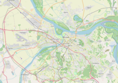 Mapa konturowa Belgradu, w centrum znajduje się punkt z opisem „Beograd-Glavna”