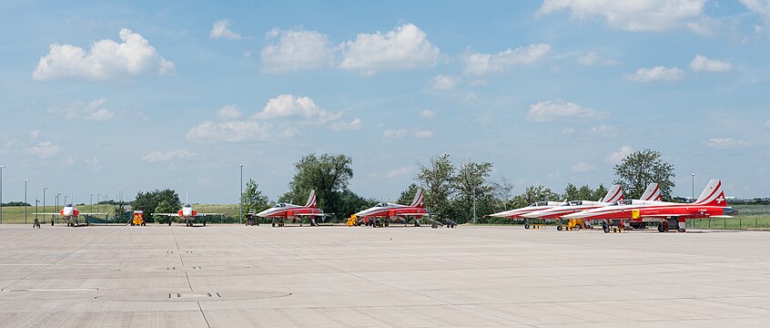 Swiss Air Force/Patrouille Suisse Northrop F-5E Tiger II display team at ILA Berlin Air Show 2016.