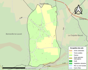 Carte en couleurs présentant l'occupation des sols.