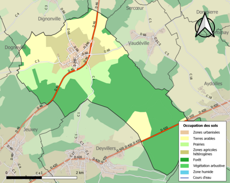 Carte en couleurs présentant l'occupation des sols.