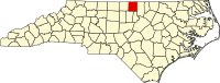 Map of Severna Karolina highlighting Person County