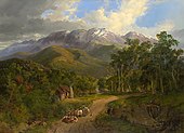 The Buffalo Ranges (1864) by Nicholas Chevalier, the first painting of an Australian subject to be acquired by the gallery