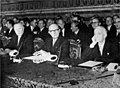 Image 35Konrad Adenauer, Walter Hallstein and Antonio Segni, signing the European customs union and Euratom in Rome in 1957 (from History of the European Union)