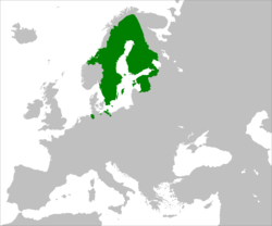 Imperium Swedia pada puncak kejayaannya tahun 1658.