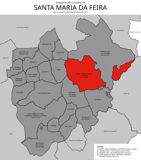 Localização no município de Santa Maria da Feira